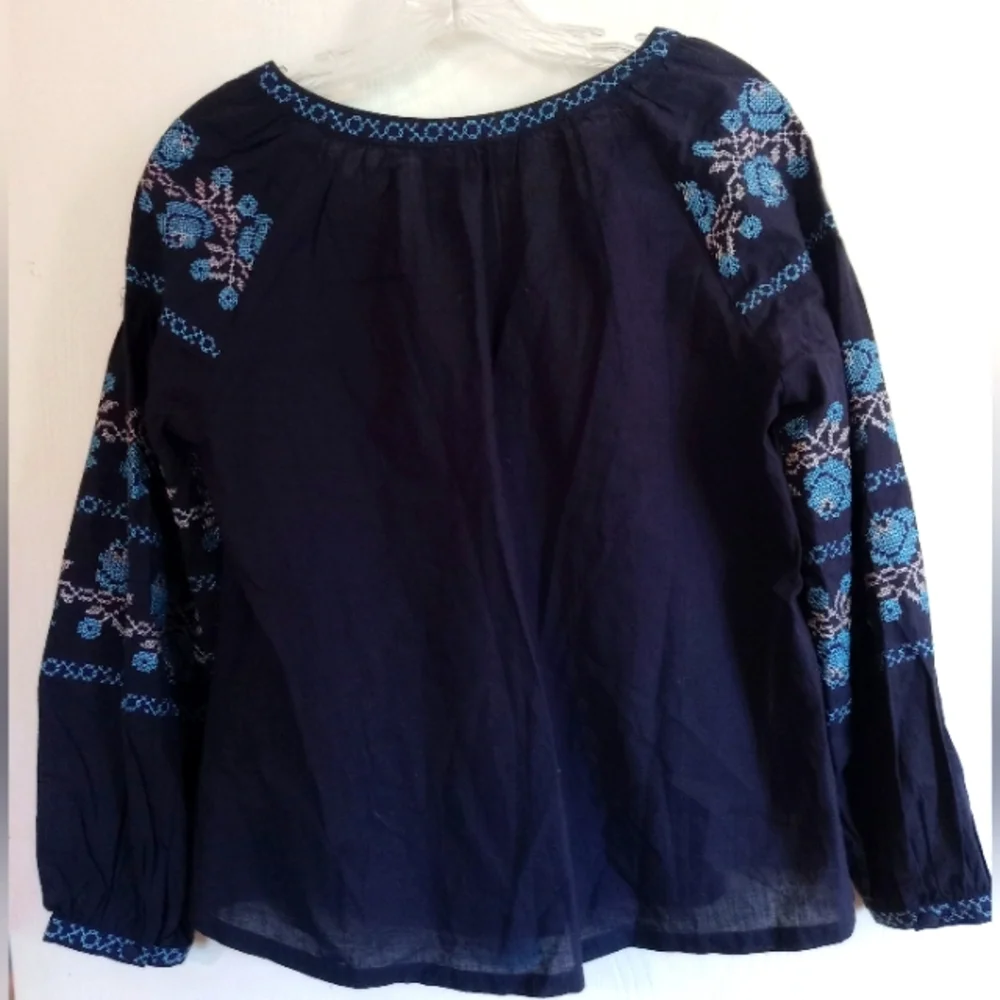 Cowgirl Legend‎ NWT Sz. Small Blue 100% Cotton Embroidered Top - Picture 10 of 13